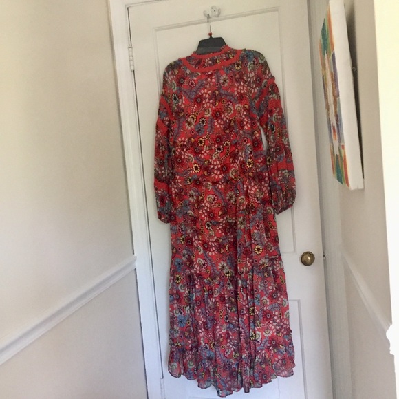 Free People Cassis Printed Chiffon Dress Fairy Bohemian Whimsical Romantic - Picture 5 of 15